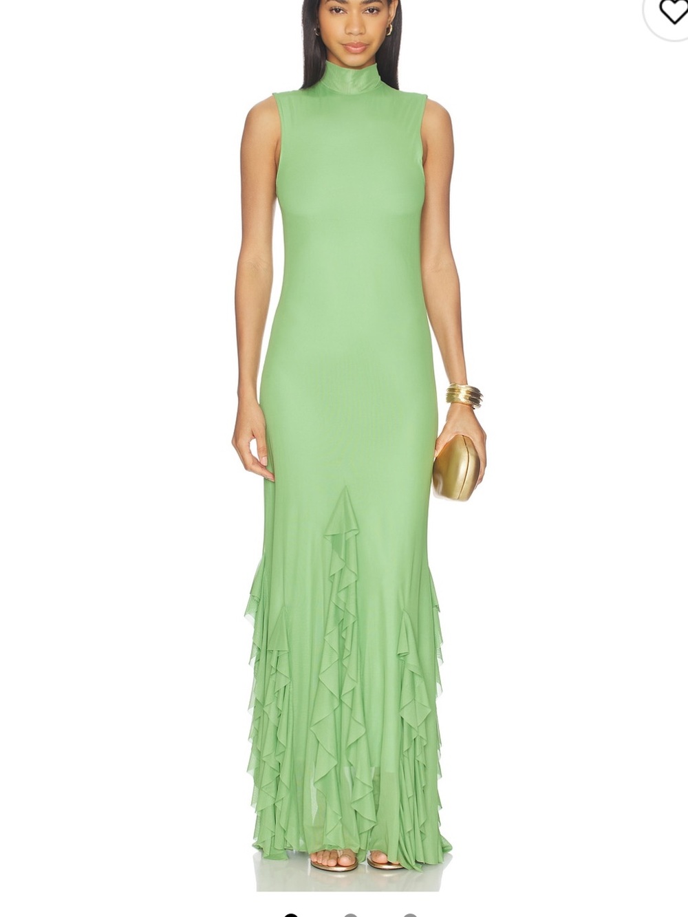 Especia Aneta Mountain Long Dress in Light Green, Medium